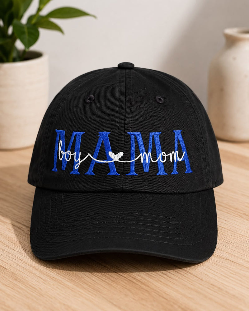 Black cap embroidered MAMA boy mom